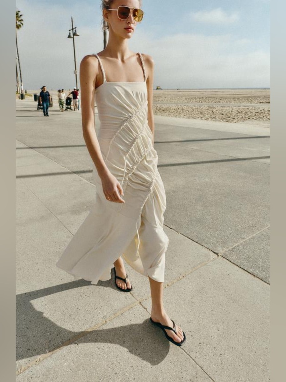 ZARA LONG DRAPED DRESS - Picture 2 of 7